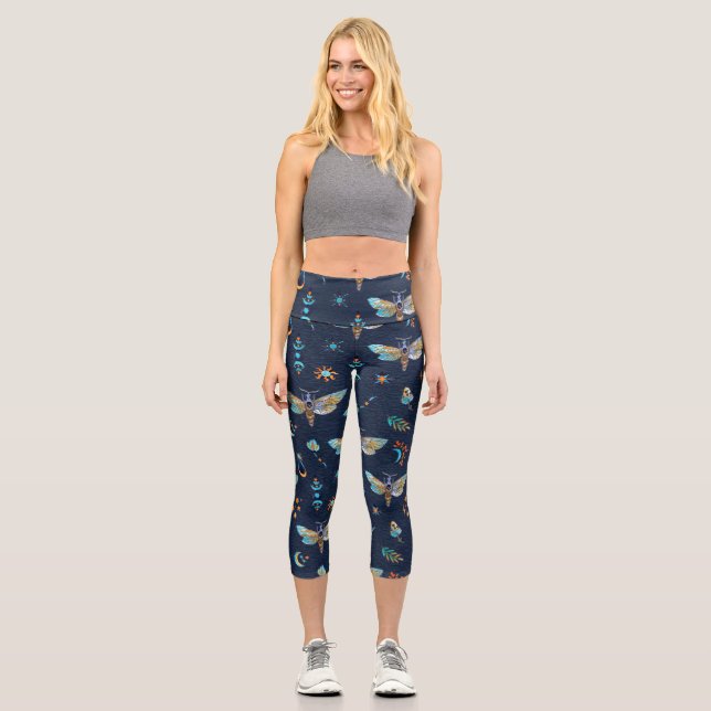 Moth Butterfly Muster Capri Leggings (Vorderseite)
