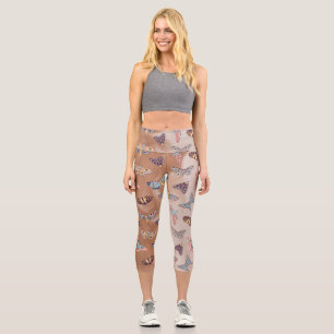 Moth Butterfly Muster Capri Leggings