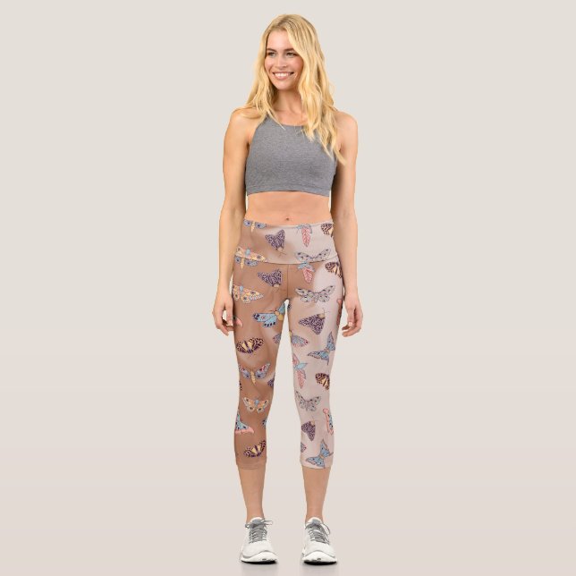 Moth Butterfly Muster Capri Leggings (Vorderseite)