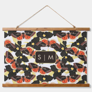 Moth Butterfly Muster hängend Tapestry Wandteppich Mit Holzrahmen