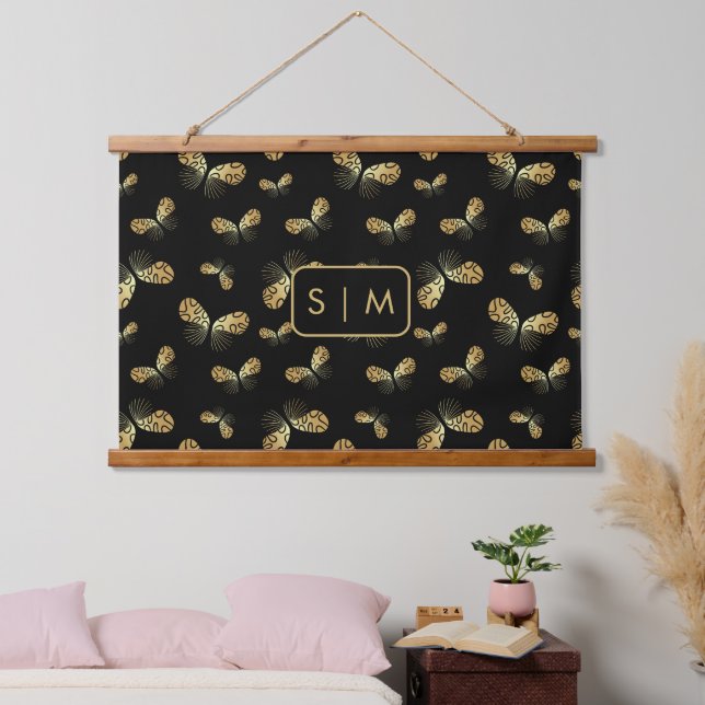 Moth Butterfly Muster hängend Tapestry Wandteppich Mit Holzrahmen (Schlafzimmer)