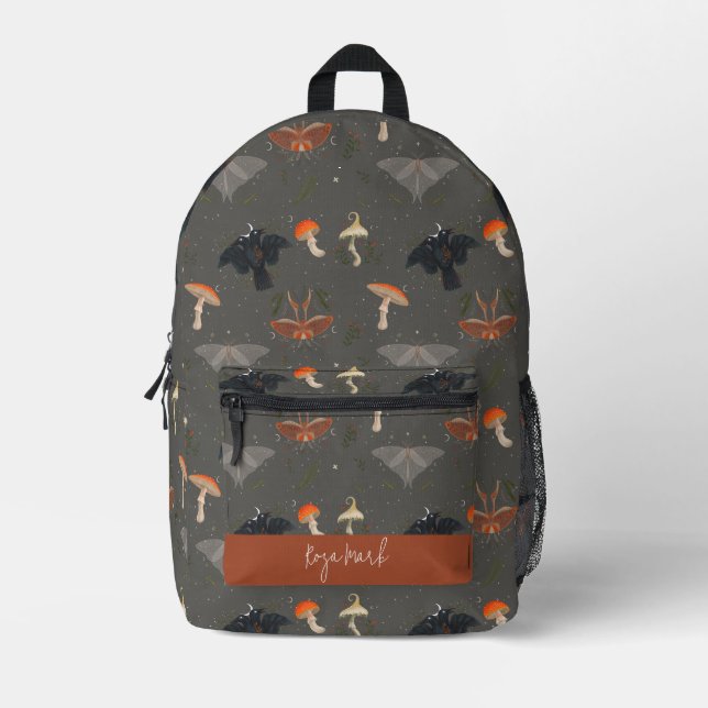 Moth-Butterfly-Muster im Mushroom-Rucksack Bedruckter Rucksack (Vorderseite)