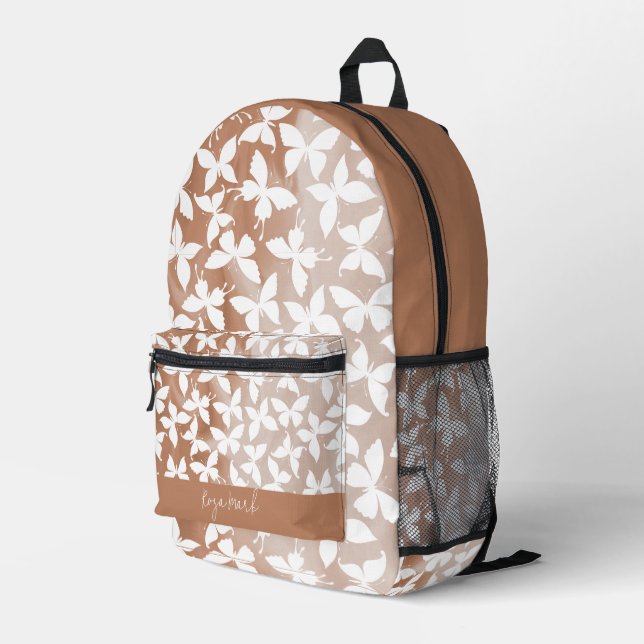 Moth Butterfly Pattern Bedruckter Rucksack (Rückseitige Ecke Rechts)