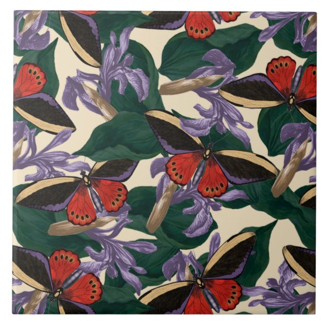 Moth Butterfly Pattern Fliese (Vorderseite)