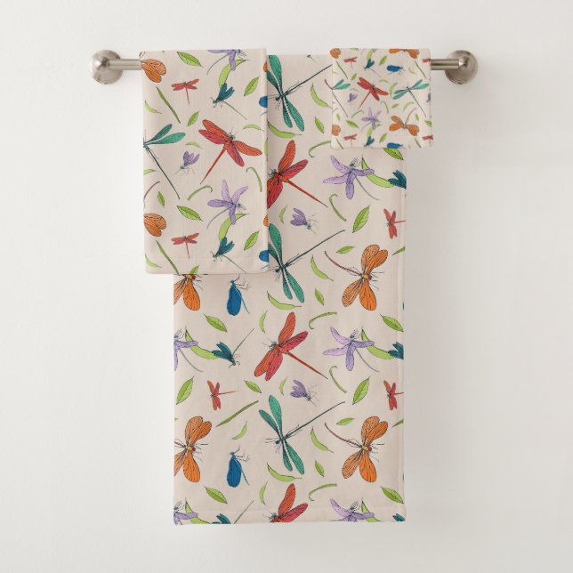 Moth Butterfly Pattern Latte Tasse Badhandtuch Set (Insitu)