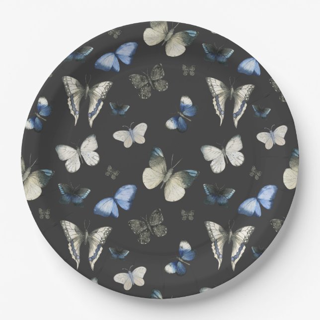 Moth Butterfly Pattern Pappteller (Vorderseite)
