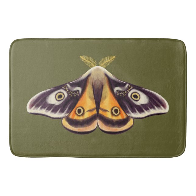 Moth Insect Art Goblincore Saturnia Witchy Green Badematte (Vorderseite)