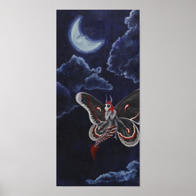 Moth Lieben den Mond klein drucken Poster (Vorne)