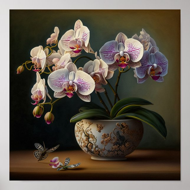 Moth Orchid Flowers Art Print Poster (Devant)