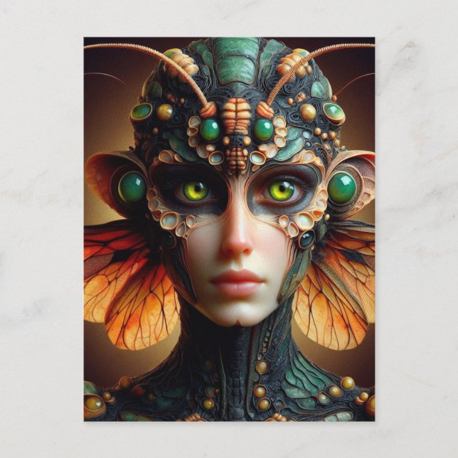 Moth Person Scifi Postkarte (Vorderseite)