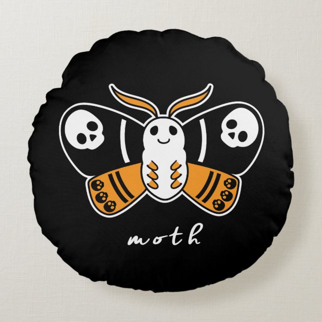 Moth Round Halloween Kissen (Vorderseite)