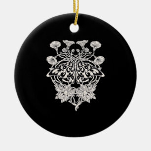 Moth Talisman - Whimsigoth Screenprint Style Drawi Keramik Ornament