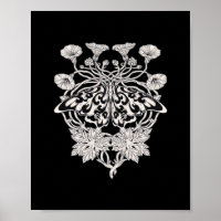 Moth Talisman - Whimsigoth Screenprint Style Drawi