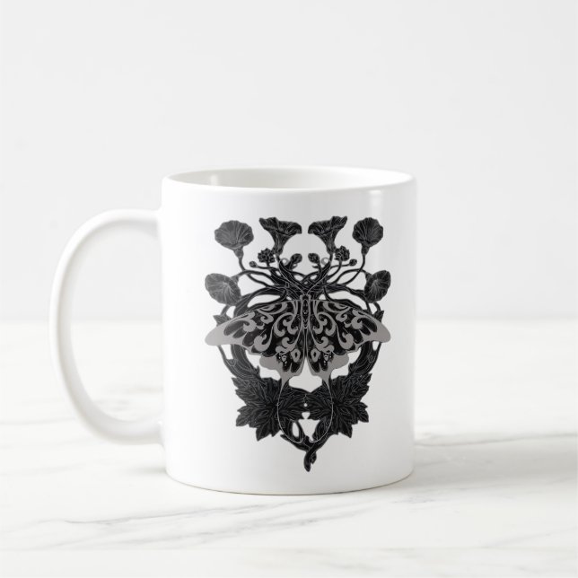 Moth Talisman - Whimsigoth Zeichnend - Weiße Versi Kaffeetasse (Links)
