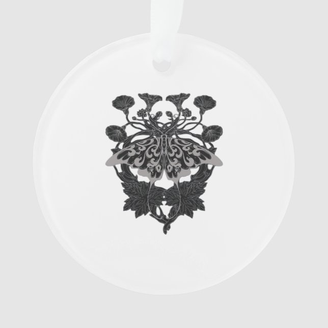 Moth Talisman - Whimsigoth Zeichnend - Weiße Versi Ornament (Vorderseite)