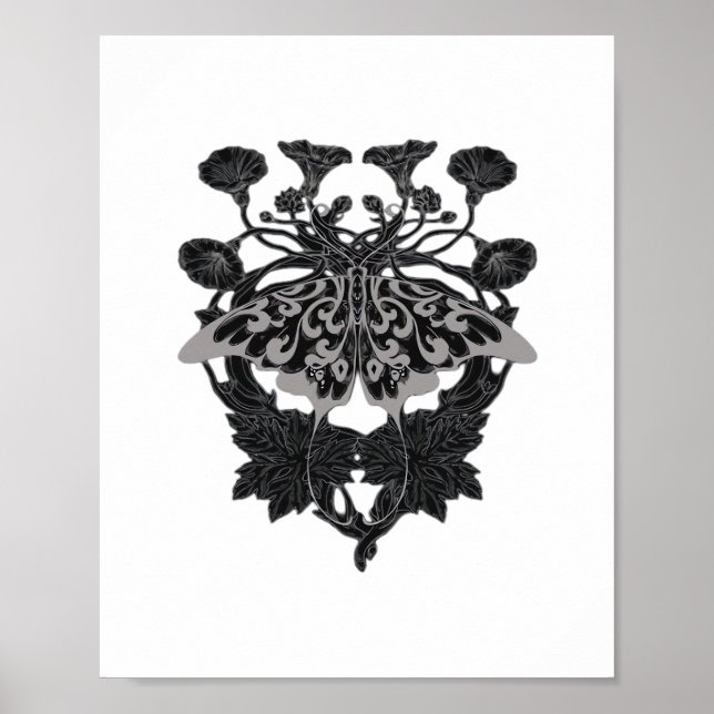 Moth Talisman - Whimsigoth Zeichnend - Weiße Versi Poster (Vorne)