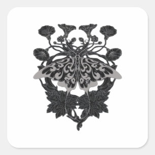 Moth Talisman - Whimsigoth Zeichnend - Weiße Versi Quadratischer Aufkleber