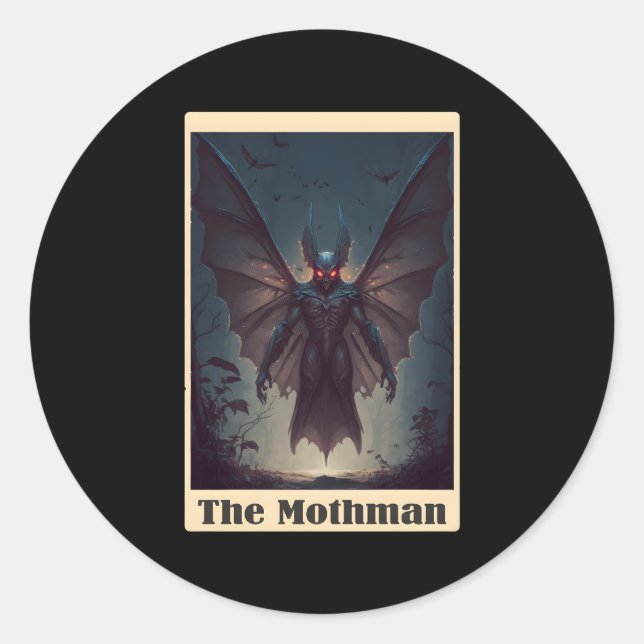 Moth Tarot Card Cryptid Cryptozoology Runder Aufkleber (Vorderseite)