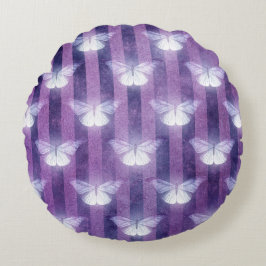 Moth white lila Striped pattern mystical Rundes Kissen