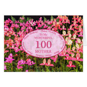 Mother 100th Birthday with pink flowers