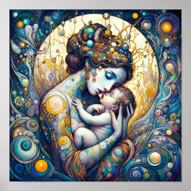 Mother and child fantasy art Poster (Vorne)