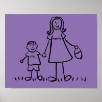 Mother and Son Custom Family Characters Art Poster