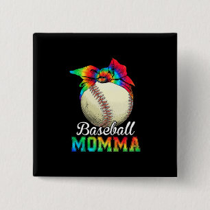 Mother Art Baseball Momma Birthday Button