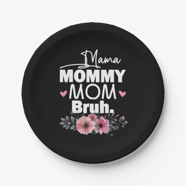 Mother Art | Mama Mommy Mom Bruh Floral Birthday Pappteller (Vorderseite)