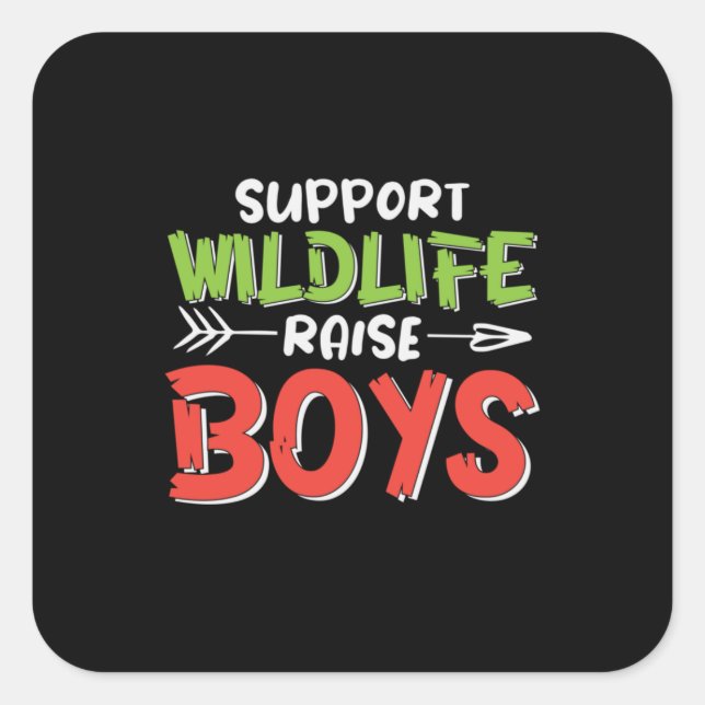 Mother Art Support Wildlife Raise Boys Quadratischer Aufkleber (Vorderseite)