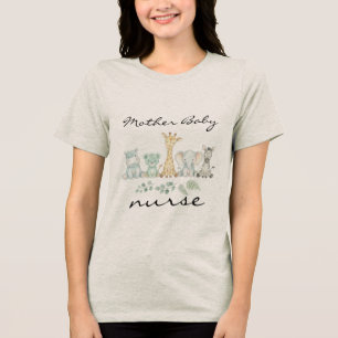 Mother Baby Nurse Safari Dschungel Tierkinderzimme Tri-Blend Shirt