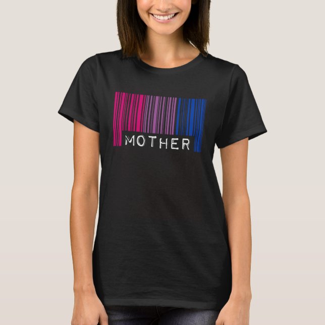 Mother Bisexual Pride Flag Barcode LGBTQ Mothers D T-Shirt (Vorderseite)