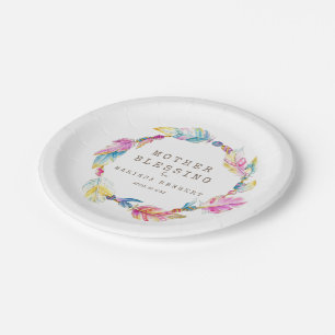 Mother Blessing Perlen federn boho bunt Pappteller