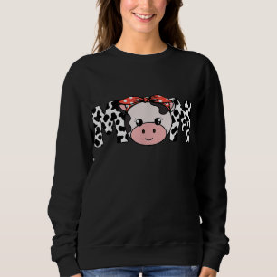 Mother Cow Mom Farming Birthday Funny Family Match Sweatshirt