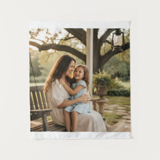 Mother daughter love photo mothers day family gift wandteppich