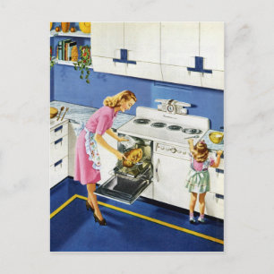 Mother/Daughter Retro Kitchen #2 Postkarte