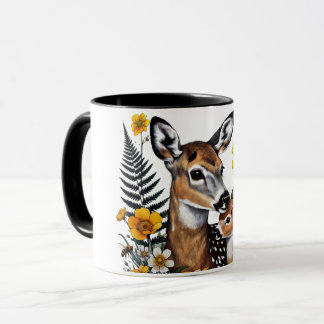 Mother Deer & Fawn Wildflower Mug Tasse