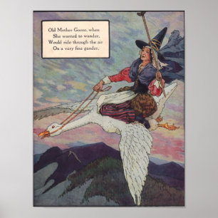 Mother Goose aus den 1920er Jahren reitet auf ihre Poster