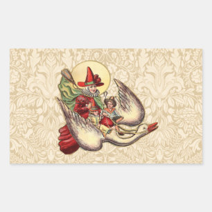 Mother Goose Kind Antiquarische Illustration Rechteckiger Aufkleber
