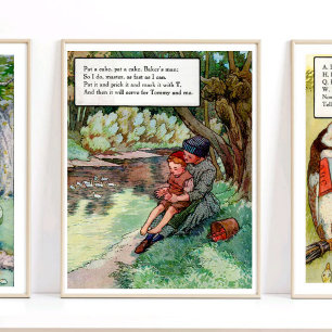 Mother Goose Kinderreim Pat A Cake Kinderzimmer Poster