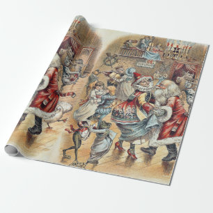 Mother Goose tanzt mit dem Weihnachtsmann Geschenkpapier