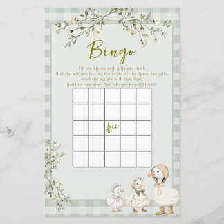 Mother Goose und Gänschen Baby Shower Bingo Spiel