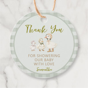 Mother Goose und Gänschen Baby Shower Geschenkanhänger