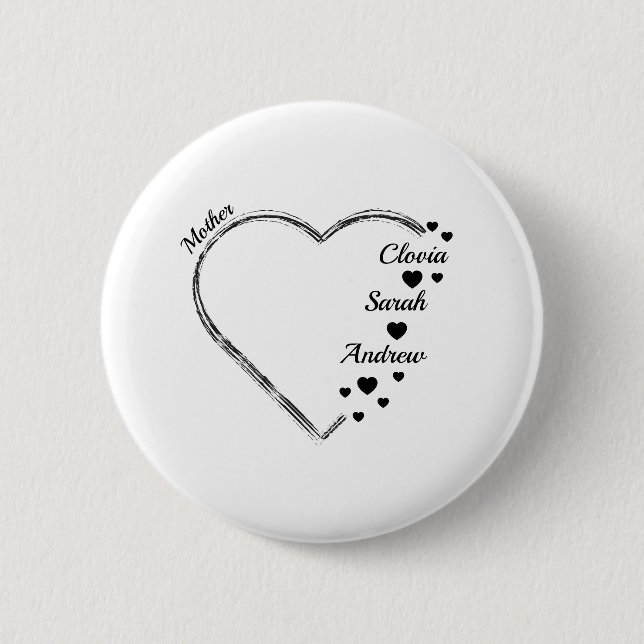 Mother heart ccustomize name button (Vorderseite)
