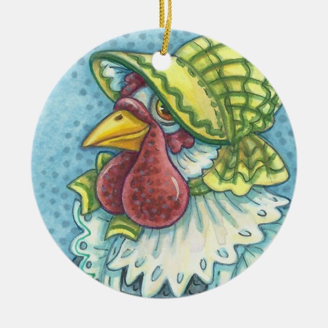 Mother Hen, CHICKEN BAUER URLAUB ORNAMENT Round (Vorne)