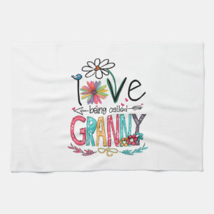 Mother I Love Being Called Granny Sunflower Birth Geschirrtuch