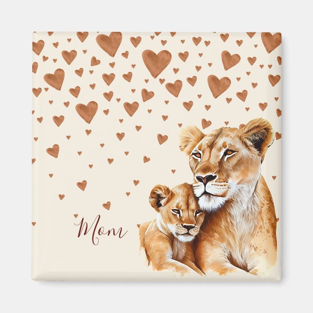 Mother Lion and her baby mother's day  Magnet (Vorne)