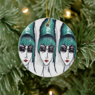 Mother Monster Teal Bienenstock Sonnenbrille Pop A Keramikornament