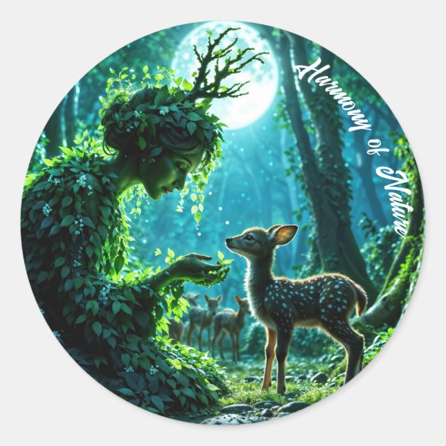 Mother nature's gentle touch on a spotted fawn runder aufkleber (Vorderseite)