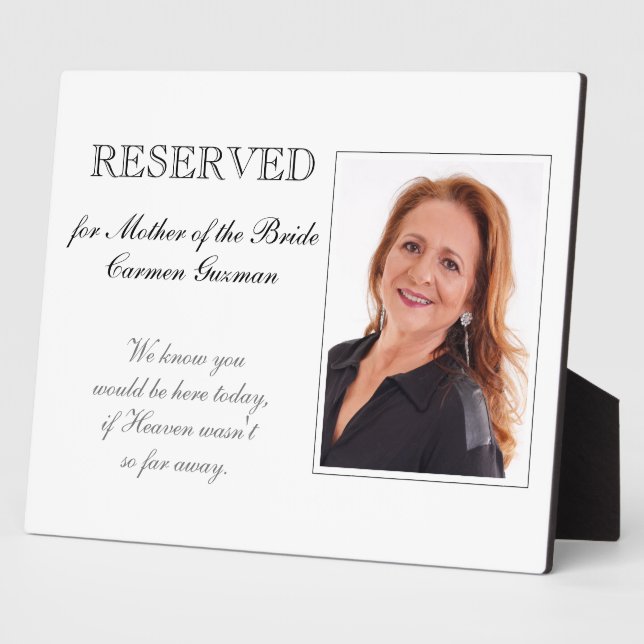 Mother of Bride Reserved Foto Memorial Wedding Fotoplatte (Seite)