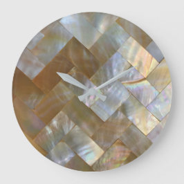 Mother of Pearl Capiz Weave Große Wanduhr